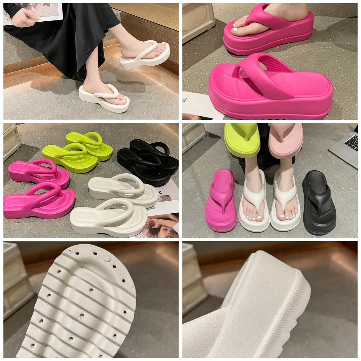 Slides tofflor Fashion Sandals Trend Woman Foam Rubber Jelly Sandal Pool Flip Flops Sliders 36-41 Mjuk komfort Black White Rooms Beach Bedroom