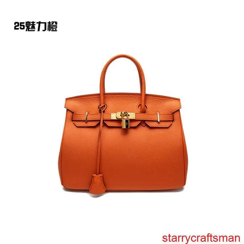 Genuine Leather Bags Trusted Luxury Handbag 2024 European and American New Genuine Leather Womens Bag Top Layer Cowhide Fashion Litchi Pattern Platin with LOGO HB8A