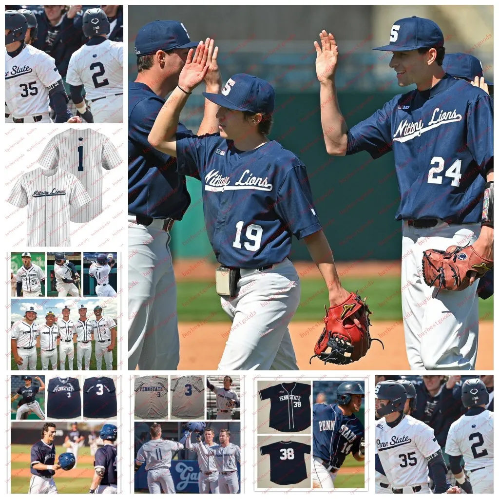 Maglia personalizzata Jay Harry Johnny Piacentino Penn State Baseball Kyle Hannon Thomas Bramley Tayven Kelley Anthony Steele Josh Spiegel Penn State Nittany Lions Maglie