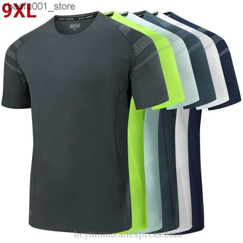 T-shirt da uomo T-shirt da uomo Taglie forti 6xl 7xl 8xl 9xl Abbigliamento da uomo T-shirt di grandi dimensioni Nero Bianco T-shirt Basic Oversize Quick Dry Estate T-shirt Q240220