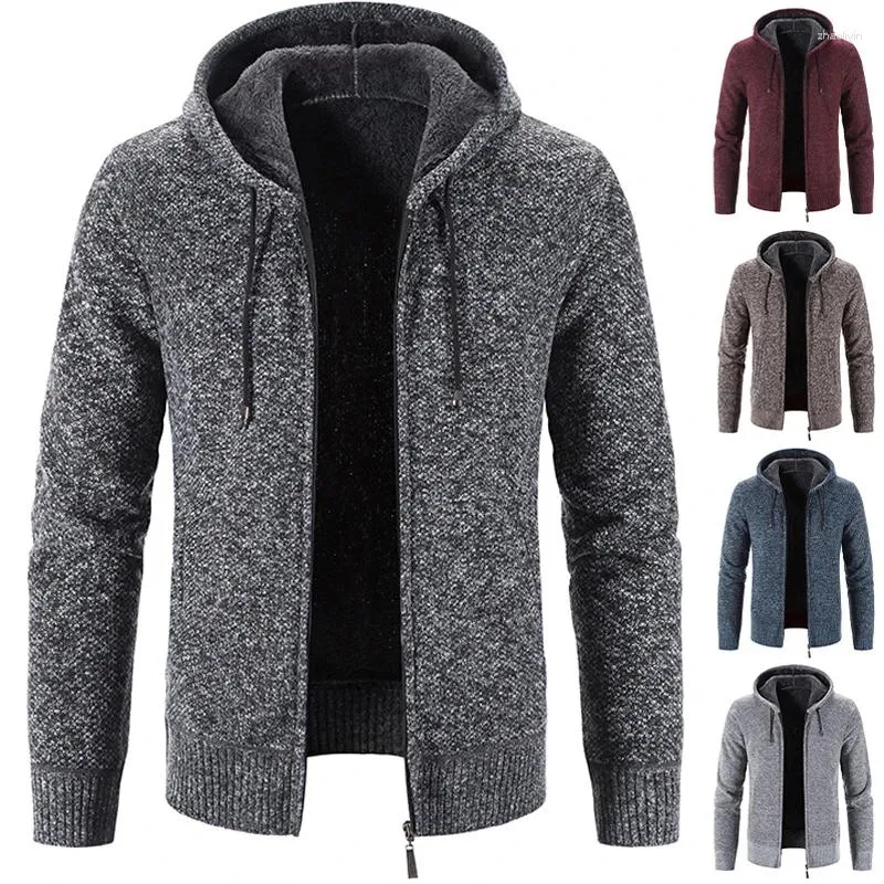 Maglioni da uomo Cappotto invernale Maglione di cashmere caldo Cardigan lavorato a maglia Cappotto sportivo casual di alta qualità con cerniera con cappuccio Abbigliamento da uomo Maglione maschile