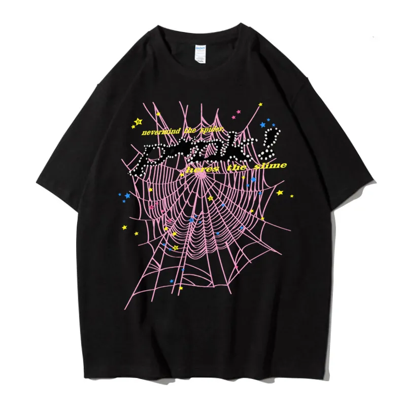 トップス Sp5der tee shirt DHgate.com:Sp5der T Shirt Designer Men T Shirt Pink 555555