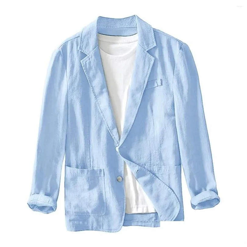 Men'S Suits Blazers Mens 2024 Spring Autumn Casual Linen And Cotton Safari For Men Clothing Solid Color Jackets Oversize Coat Drop Otxsf