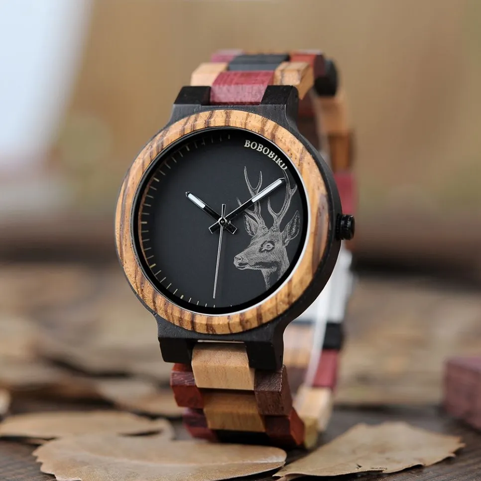 Curren Watch Wood Men älg Analog Japan Quartz Luxury Men's Watches Trevliga gåvor släpper OEM245M