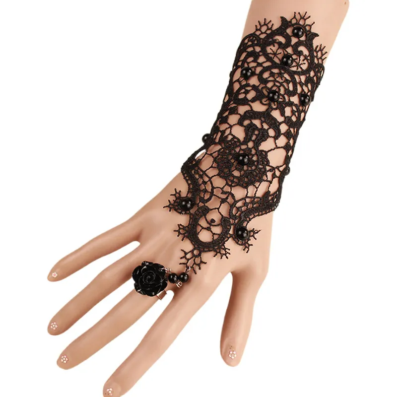 Guanti nuziali lunghi guanti da sera senza dito neri accessori per matrimoni da sposa feste