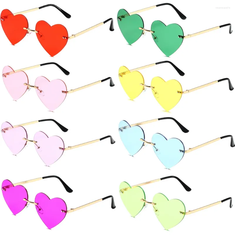 Sunglasses Women Vintage Rimless Heart Metal Frame Heart-Shaped Sun Glasses Fashion Hippie Eyewear For Party Cosplay Costume