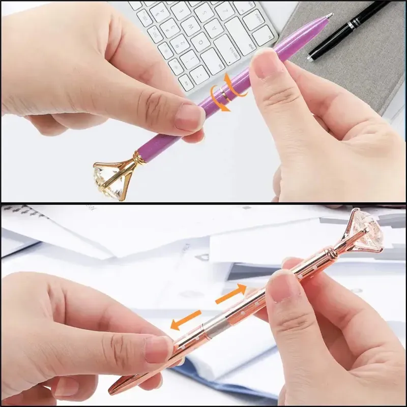 Luxury Crystal Pens Big Diamond Ballpoint Pen Gift Promotion Student Stationery Office Writing Pen