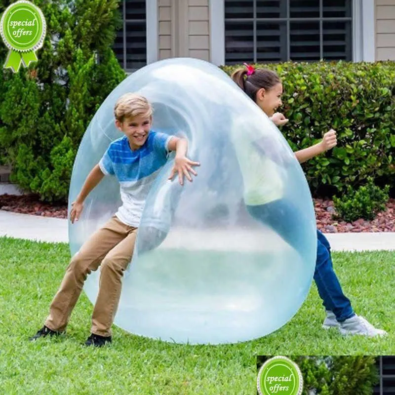 Feestdecoratie Nieuwe grote kinderen kinderen buitenspeelgoed zacht luchtwater gevulde bubbelbal opblazen ballon leuk feestspel zomer inflatab dhxif