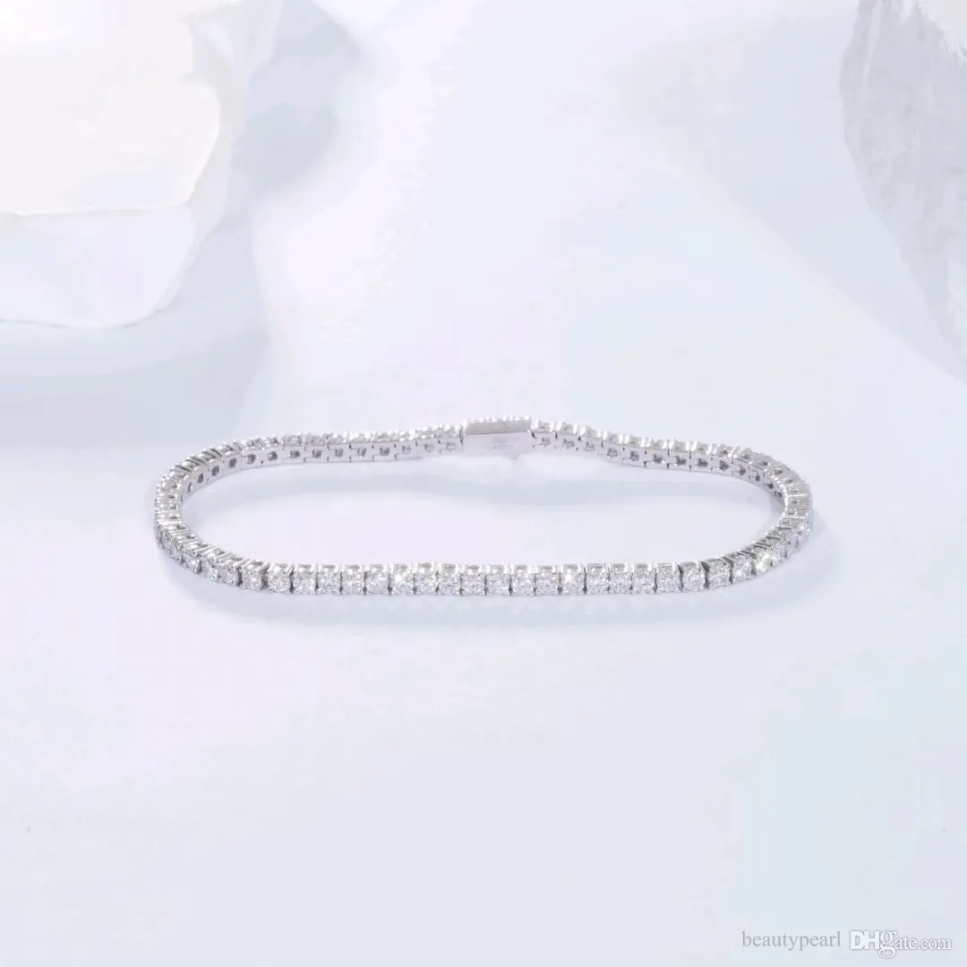 925 Sterling Silver D VVS Full Moissanite Tennis Bracelet Iced Out Single Row Bracelet Jewelry