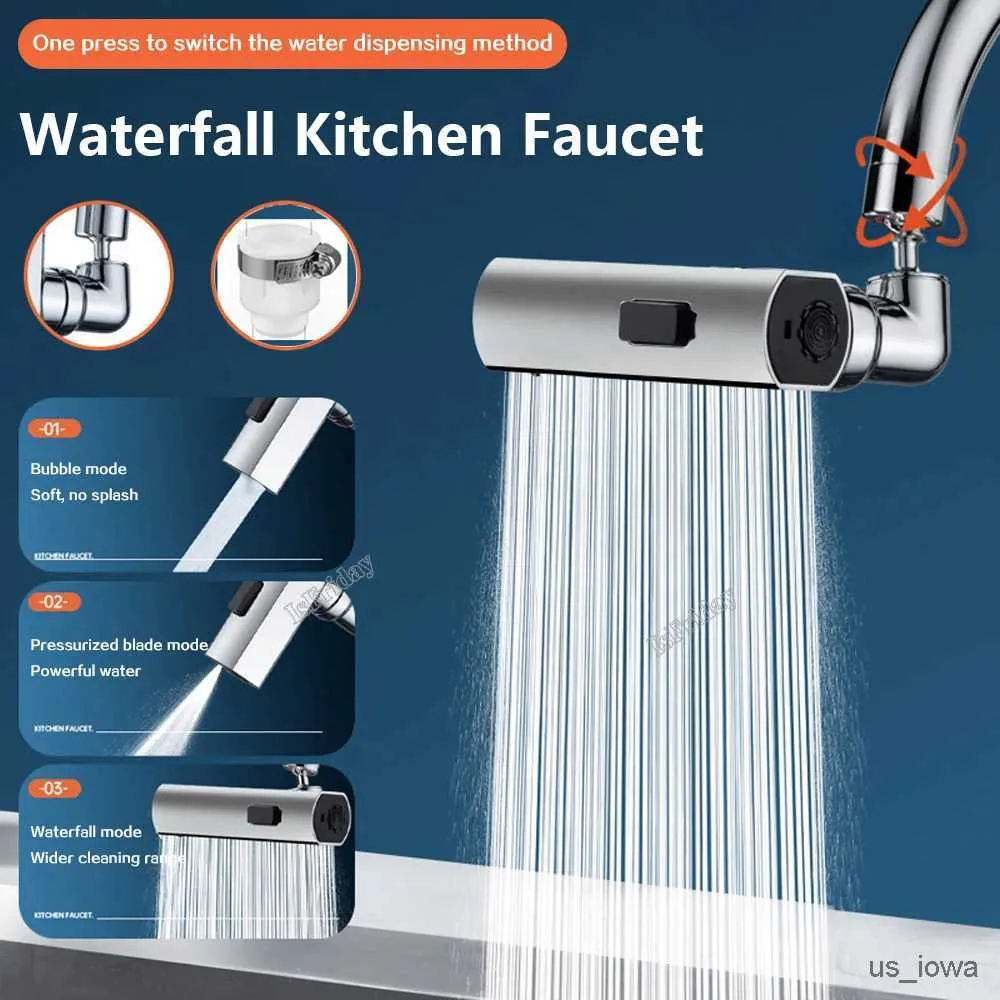 Bathroom Sink Faucets Waterfall Kitchen Faucet Bathroom Multifunctional 3 Speed Tap Sink Faucet 360 Rotate Hot Cold Sink Mixer Tap Bath Basin Faucet