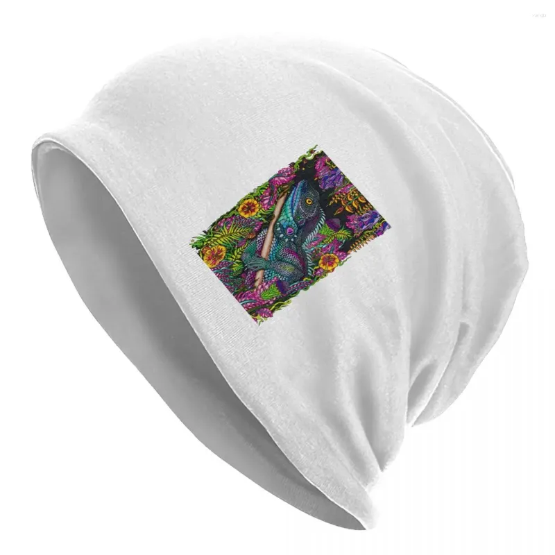 Bérets Coloré Iguane Dans La Jungle Bonnet Chapeaux Lézard Vie Hip Hop Casquettes Hommes Femmes Kpop Tricot Chapeau Printemps Personnalisé Tête Wrap