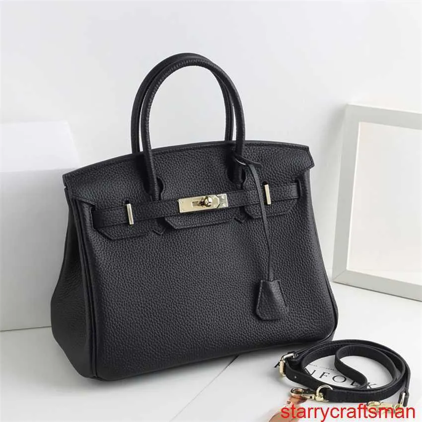 Genuine Leather Bags Trusted Luxury Handbag New Large Capacity Lychee Patterned Platinum Bag with Leather Top Layer Cowhide Fashionable and Versatil with LOGO HBTF