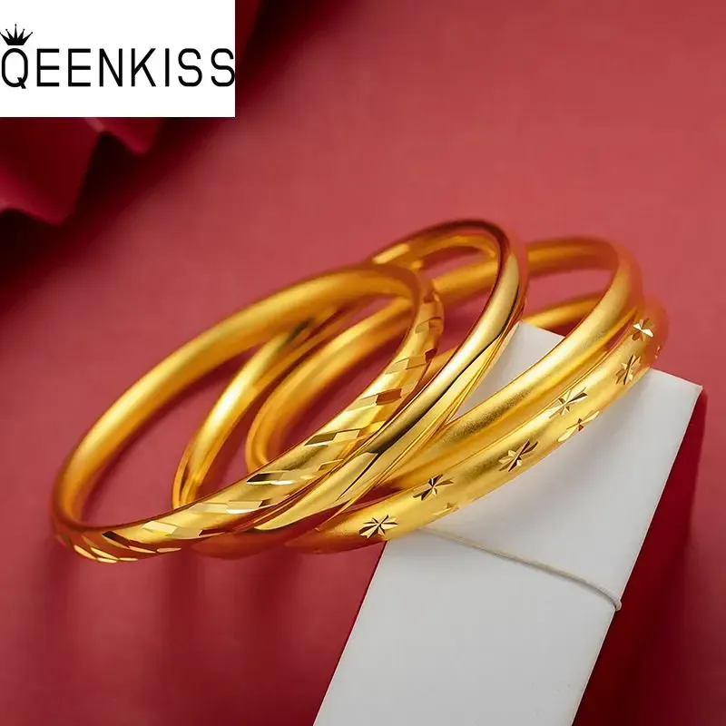 Bangles qekeKiss 24kt altın bilezik kadınlar için yıldız meteor bileklik güzel toptan mücevher düğün partisi bayanlar anne hediye bt5280