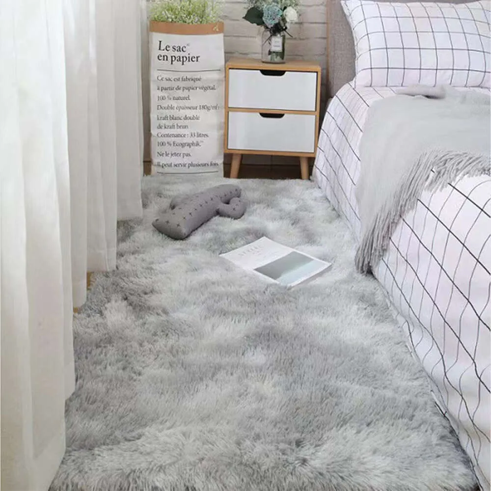 Soft Area Rugs For Bedroom Fluffy Non-slip Tie-Dyed Fuzzy Shag Plush Shaggy Bedside Rug Living Room Carpet
