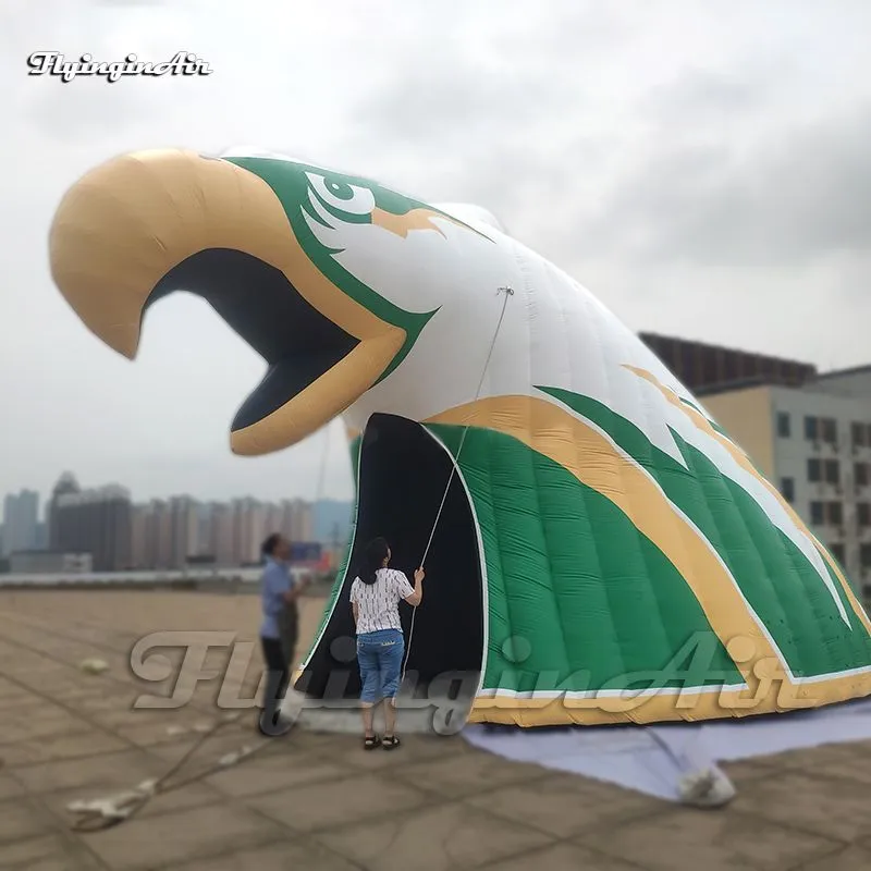 wholesale wholesale Giant Inflatable Bald Eagle Football Tunnel Cartoon Animal Mascot Model 4.5mH (15ft) with blower Passage For Sport Event