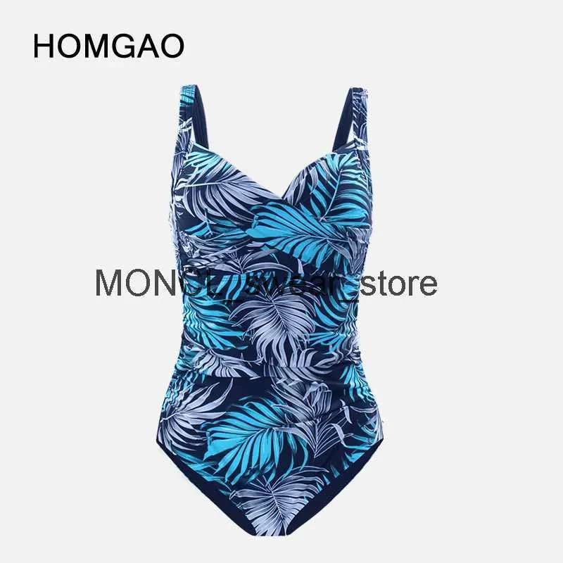 Maillots de bain pour femmes HOMGAO Blue Print Femmes One Piece Maillot de bain Sexy Plus Taille Push Up Maillot de bain Tummy Control BodyH2422088