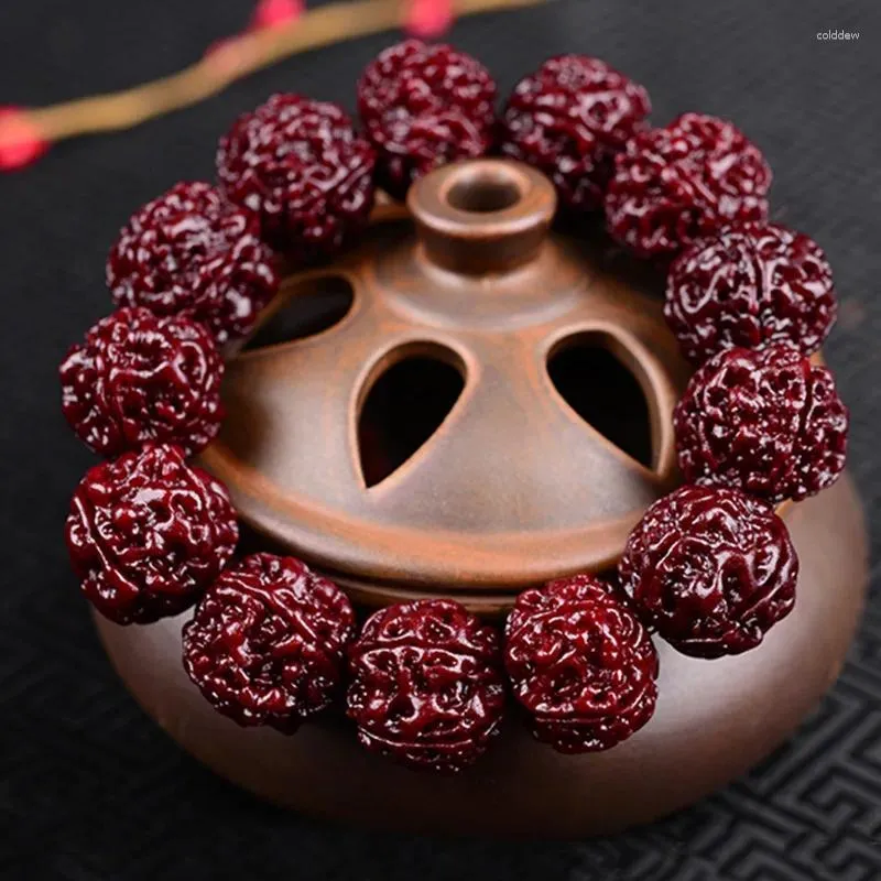 Machine Machine Strand Batina Jadified Rudraksha Buddha Beads Five Faces Bread Leather Bracelet