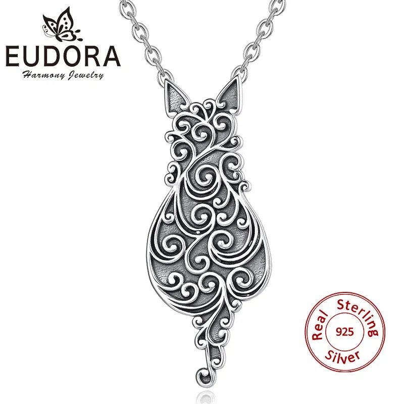Подвески Eudora, стерлинговое серебро 925 пробы, филигранное ожерелье с котом для женщин и мужчин, филигранное ожерелье с кошкой, тренд 2022, индивидуальные ювелирные изделия, подарок на вечеринку