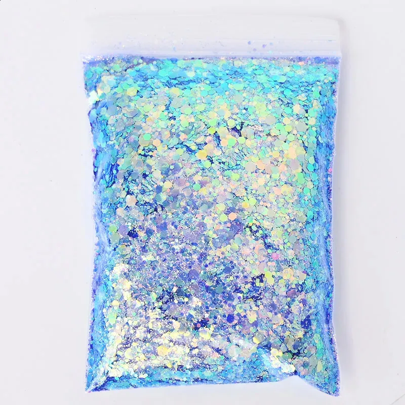 1000g Nail Art Glitter 3D Flakes Powder Laser Holographic Gradient Square Loose y Sparkly Sequins Decoration 240219