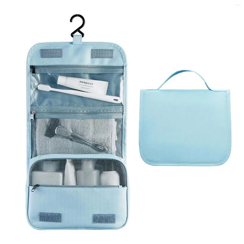 Borse per cosmetici Borsa da toilette da viaggio portatile con gancio per appendere Organizzatore di stoccaggio di grande capacità Porta pennelli per trucco per donne e uomini