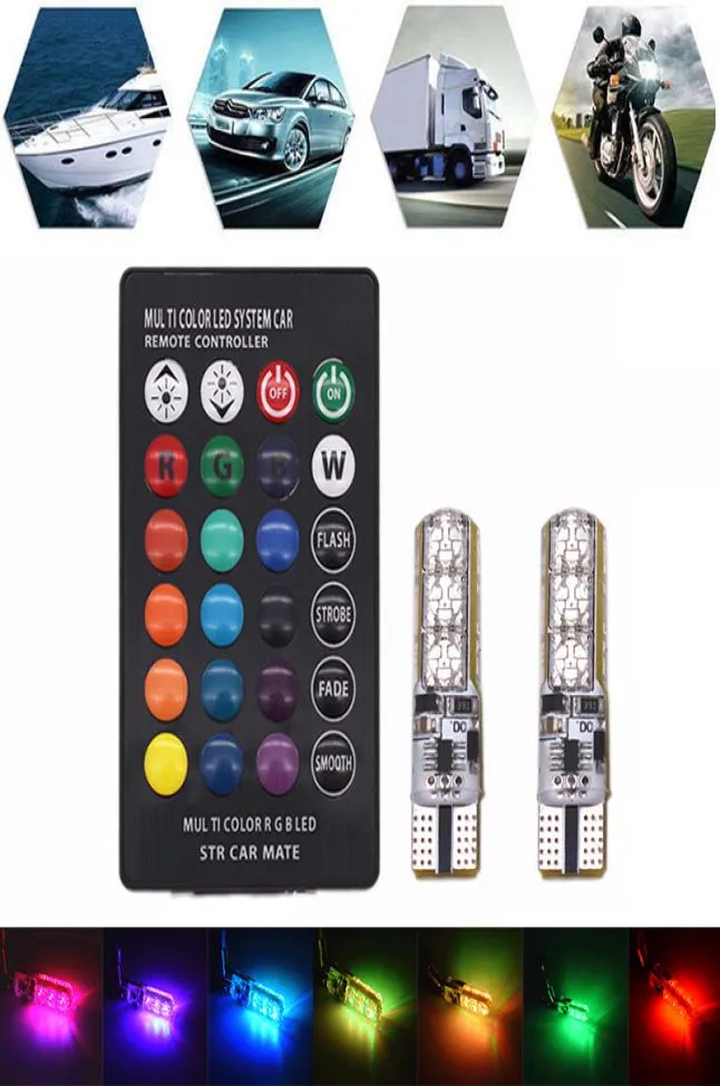 Isıya Dayanıklı Ultra Parlak T10 6 LED 5050 RGB çok renkli ışık su geçirmez araba kama ışıkları DC 12V4450992