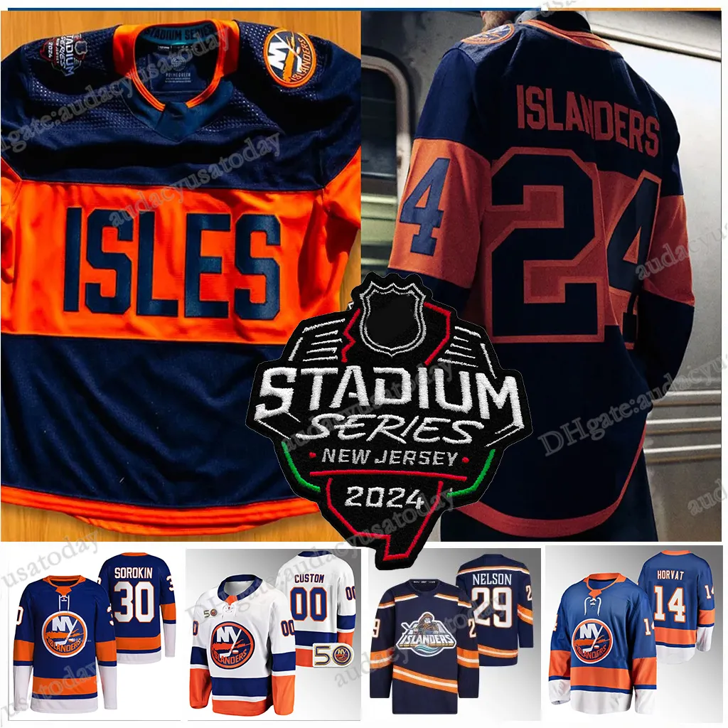 Islanders 2024 Stadium Series Maillot Ilya Sorokin Bo Horvat Mathew Barzal Noah Dobson Jean-Gabriel Pageau Anders Lee Adam Pelech Brock Nelson Martin Clutterbuck