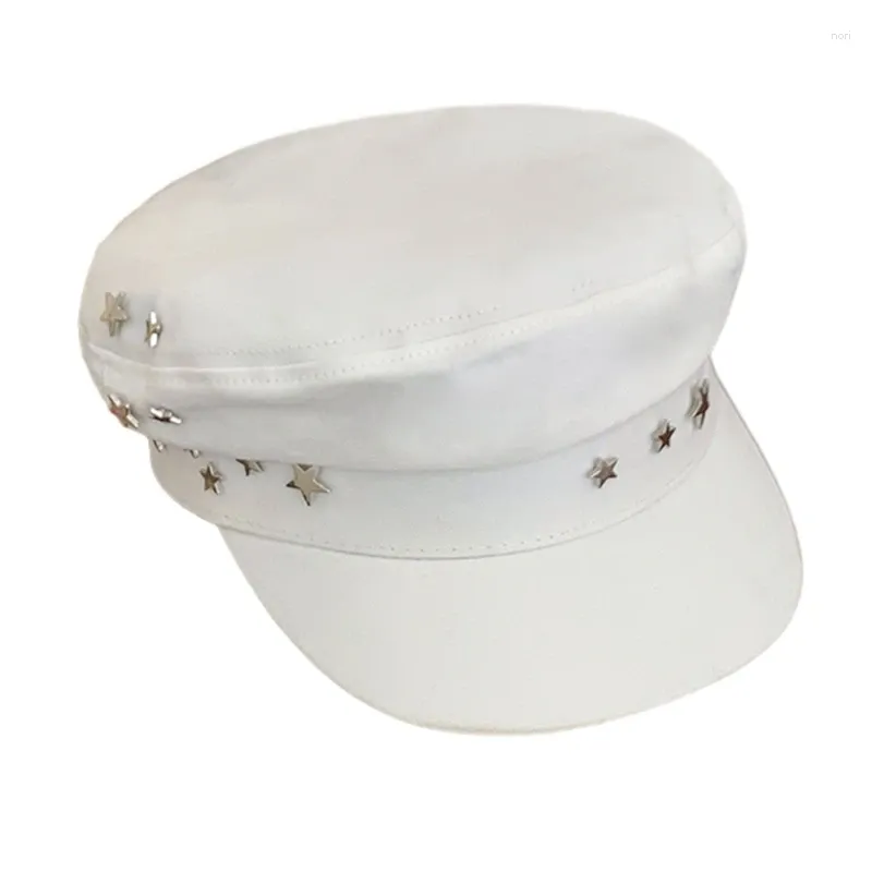 Berretti Cappello con rivetto alla moda Uomo Donna Berretto da ragazzo Primavera Estate Berretto militare a prova di sole piatto per