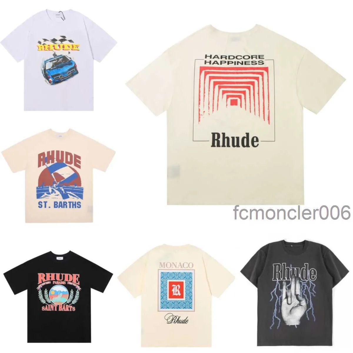 Rhude Summer Designer T-shirt casual da uomo Top Luxury Monogram stampato camicia e donna manica corta moda skateboard Trend IEW1 V4CI