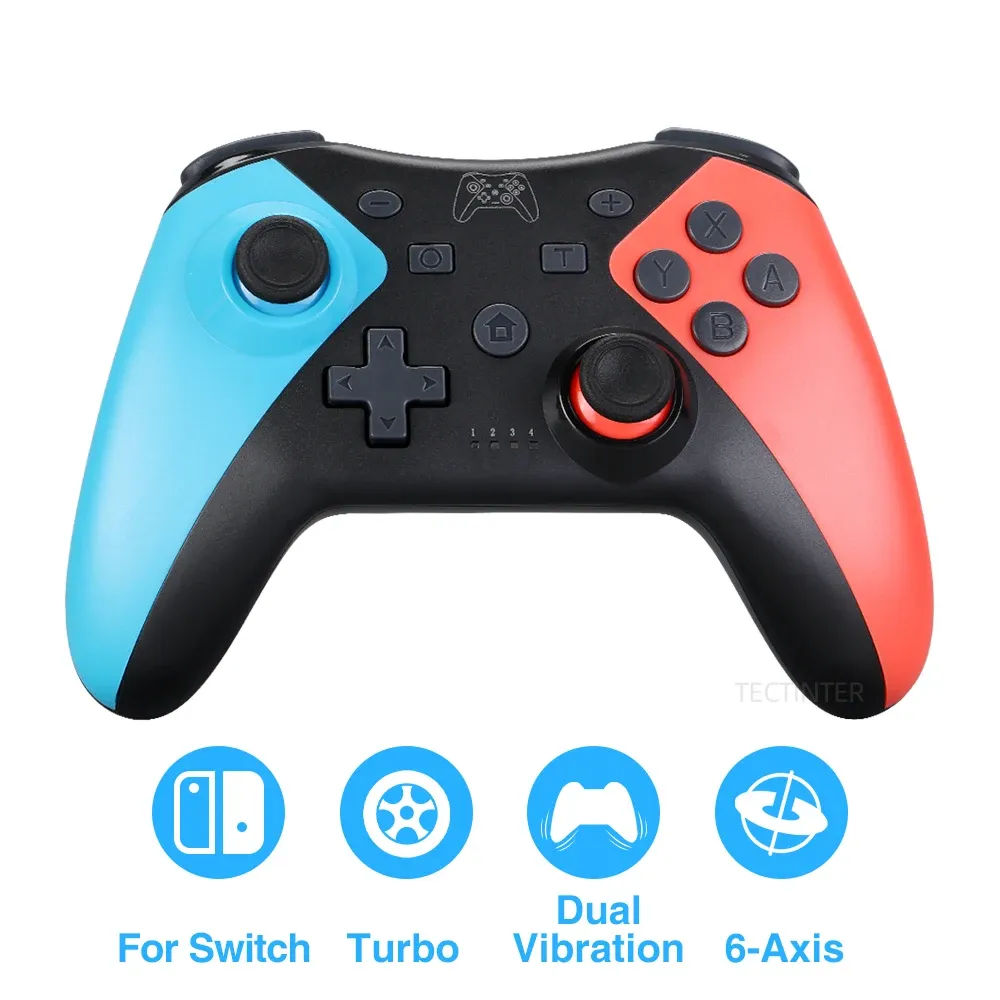 Gamepads Compatible con controlador inalámbrico Bluetooth, Turbo Compatible con Nintendo Switch Gamepad para consola NS Switch Oled, Joystick USB para PC de 6 ejes