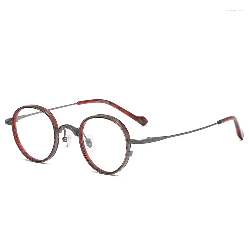 Solglasögonramar Reven Jate 3075 Pure Titanium Glasses Frame Men Retro Round Recept Eglaslasses Women Vintage Myopia Optical Eyewear