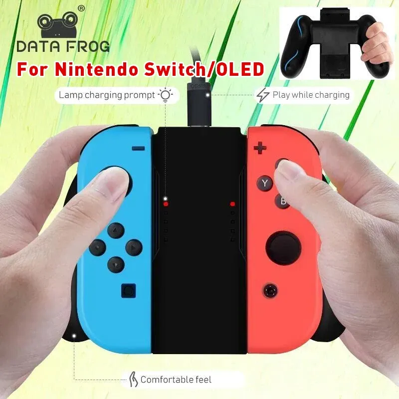 Chargers Data Frog Grip Uchwyt ładujący gamepad CompatiBlenIntendo Switch Joycon Charger Dock Stand for Switch/OLED Akcesoria 2023