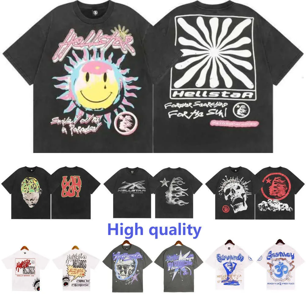 T-shirts Hellstar Y2K T-shirt Mens Womens Haruku Gothic Hip Hop Résumé Graphic Printing Nouveaux hauts à manches courtes surdimensionnées