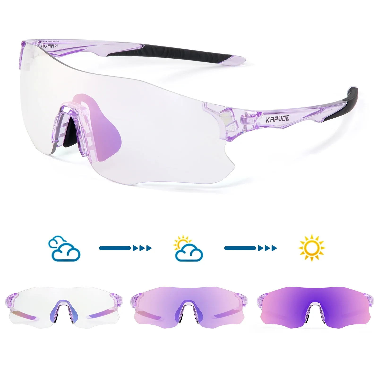 Zonnebrillen Kapvoe paarse fotochrome hardloop zonnebril buiten sportfiets marathon fietsen bril mountain bicycle bril bril bril bril