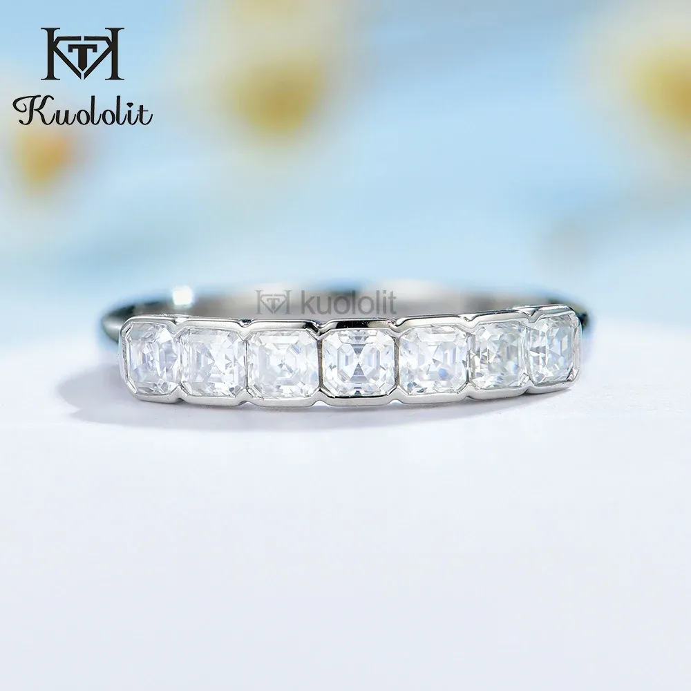 Ringen Kuololit Asscher Cut Moissanite 585 14K 10K Witgouden ringen voor vrouwen 2,5 mm Solitaire Luxe ring voor verlovingsverjaardag