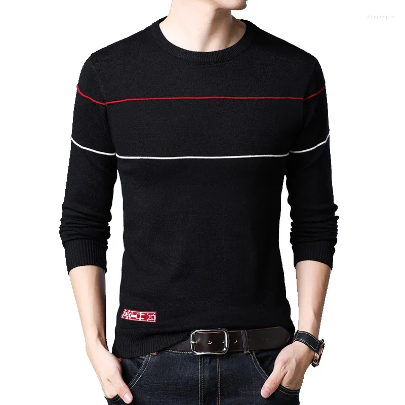 Men's Sweaters Brand 2024 Autumn Fashion Casual Men Pullovers Knitted Striped Male Sweater Dress Slim Jersey Clothing
