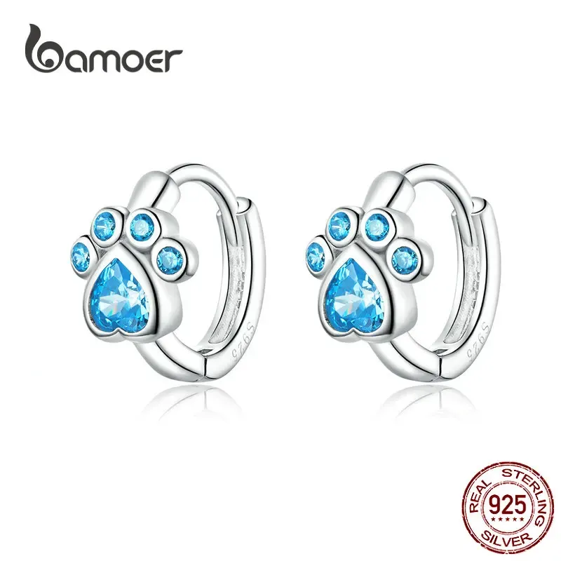 Boucles d'oreilles Bamoer authentique 925 en argent Sterling empreinte d'animaux boucles d'oreilles pour femmes plaqué platine argent bijoux SCE670