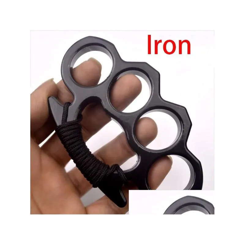 Pirinç Mafsallar Demir Kalınlaştırılmış Knuckle Duster Açık Metal Finger Toka Fitness Eğitim Boks Battasıyla Kırık Pencere Savunması EDC Too Dhwq6