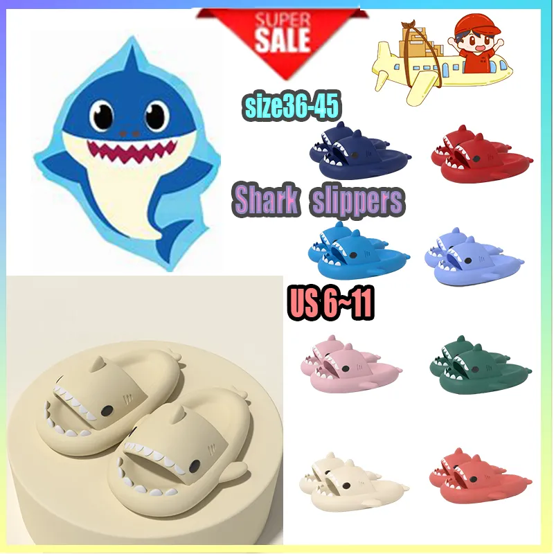 Designer Casual Platform Shark Slides tofflor Män Anti Rainbow Fashion Slip slitbeständig lätt vikt Andningsbar lågskuren supermjuk sandaler Flat Size35-47