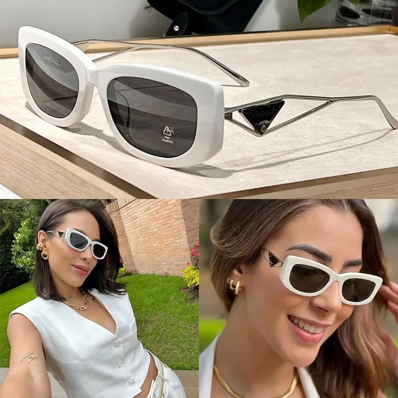 Hot selling Sunglasses with Triangle logo 2024 season women brand acetate fiber rectangular frame travel casual style sunglasses SPR14Y