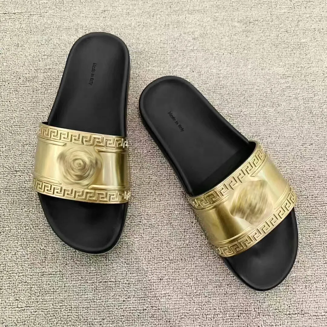 clássico palazzo sliders sandália preto branco 35-46 caixa de borracha mula piscina verão menina praia sandale luxo designer homens mulheres plana sapato casual chinelo plataforma slide presente