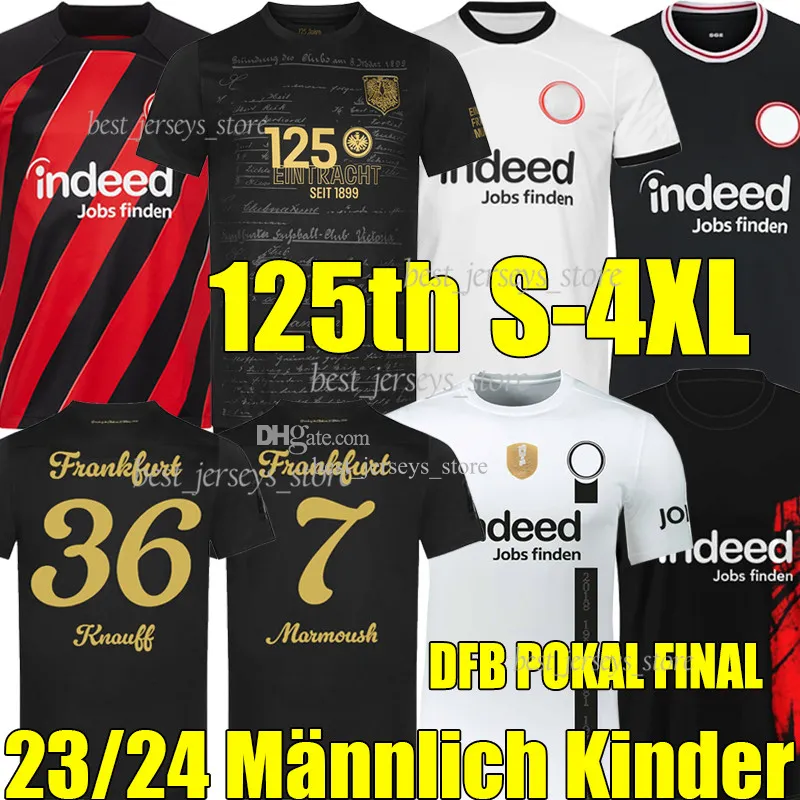 4XL 23/24 125th Eintracht Frankfurt 축구 유니폼 DFB Pokal Final Marmoush Knauff Dina Ebimbe M.Gotze Skhiri Koch Chaibi Laronson 축구 셔츠 남자 키트