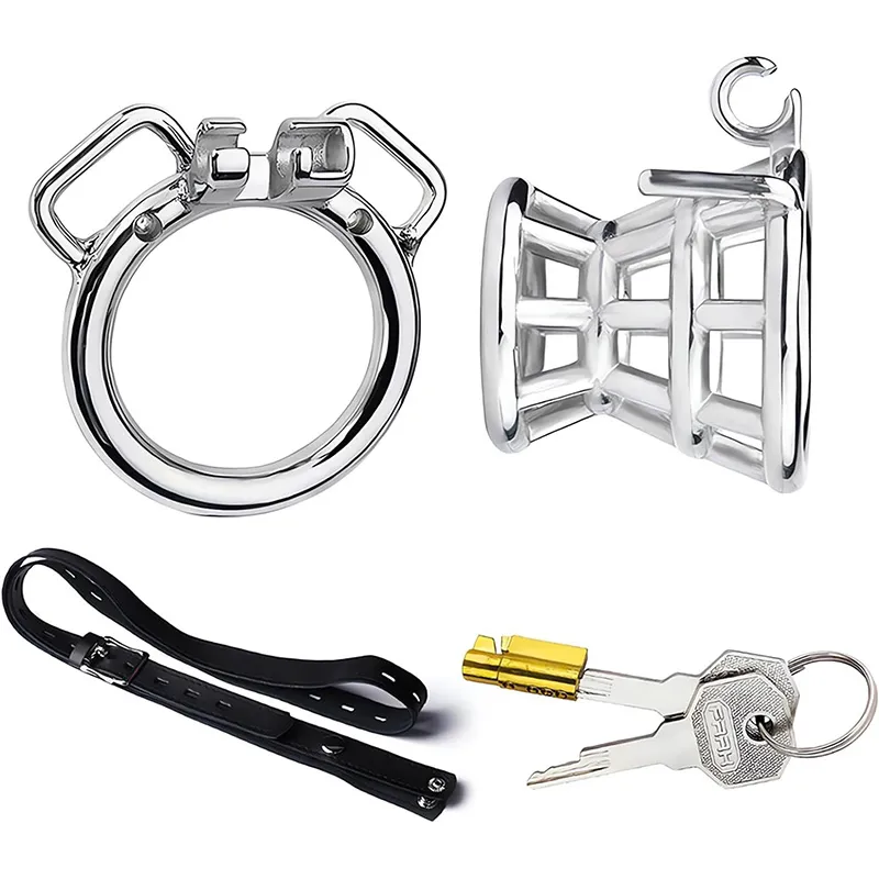 Funnel Shape Chastity Devices Set with Round Base Ring Leather Belt Male Penis Breathe Cock Cage Sex Toys For Men