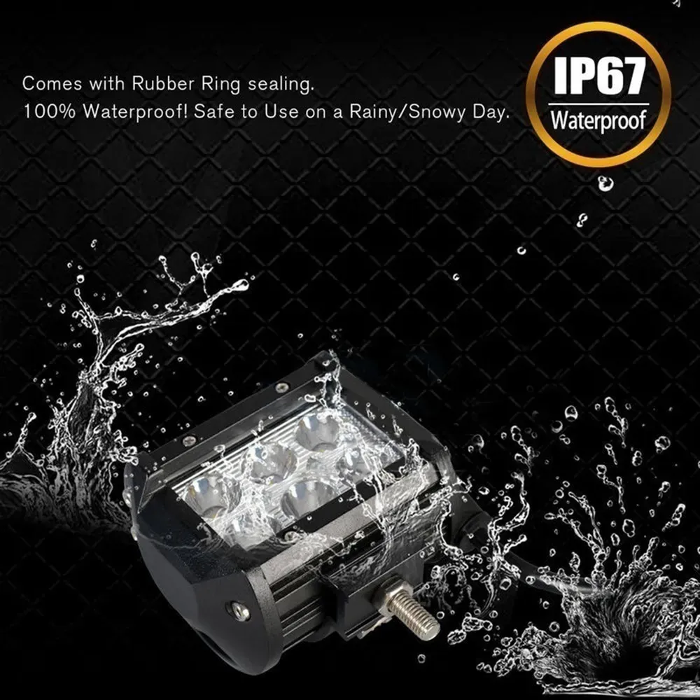 hot sale 4 inch 18W 6LED Waterproof IP67 Work Light LED Spot Lights For Trucks Off-road Vehicles LED Bar
