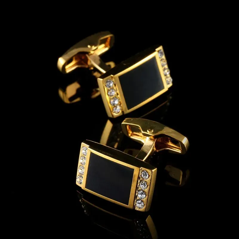 Links Black Crystal Square Enamel Mens Cufflinks Men's French Style Cufflinks Business Buttons Wedding Cufflink Luxury Gift Twins Man