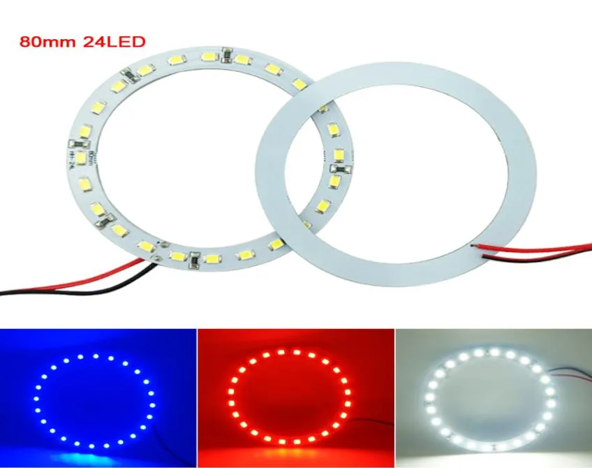 2 pcslot 80mm voiture Angel Eyes 12103528 24SMD phare LED Halo anneau ange Eye éclairage blanc rouge bleu 26689718878