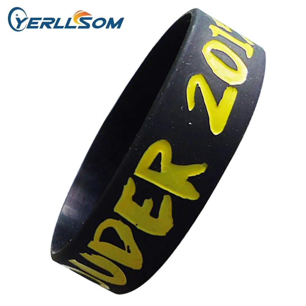 Bracelets livraison gratuite de haute qualité 200 pcs/Lot personnalisé rempli d'encre logo bracelets en caoutchouc pour les événements P032610