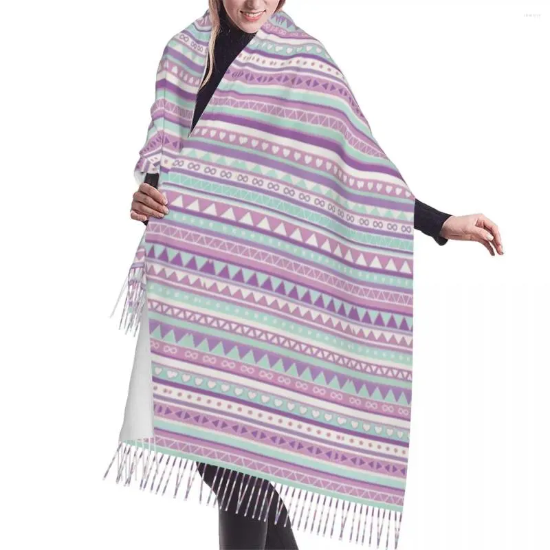 Sciarpe Sciarpa di lusso colorata con nappa a zig-zag Donna Inverno Autunno Caldo scialle avvolgente Lady Bohemian Moderna moda geometrica Versatile