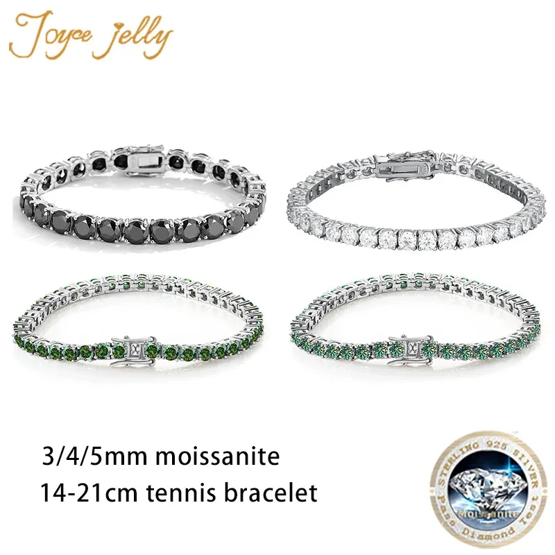 Bangles JoyceJelly D VVS1 Moissanite Tennis Armband Original S925 Sterling Silver Plated 18K White Gold med GRA Certi Unisex Armbands