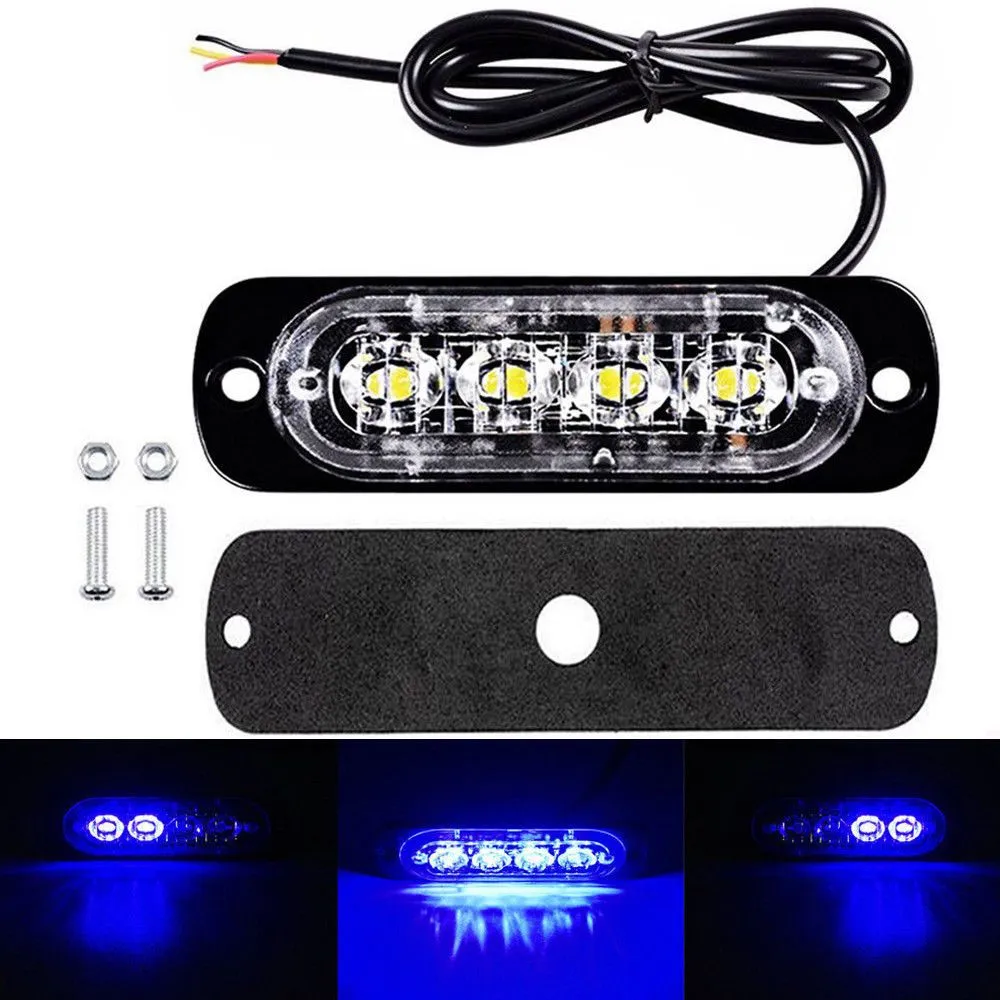 best seller Car Truck 4 LED Strobe Warning Grill Flashing Traffic Beacon Police Light Breakdown Emergency Signal Lamp Blue Amber White Red