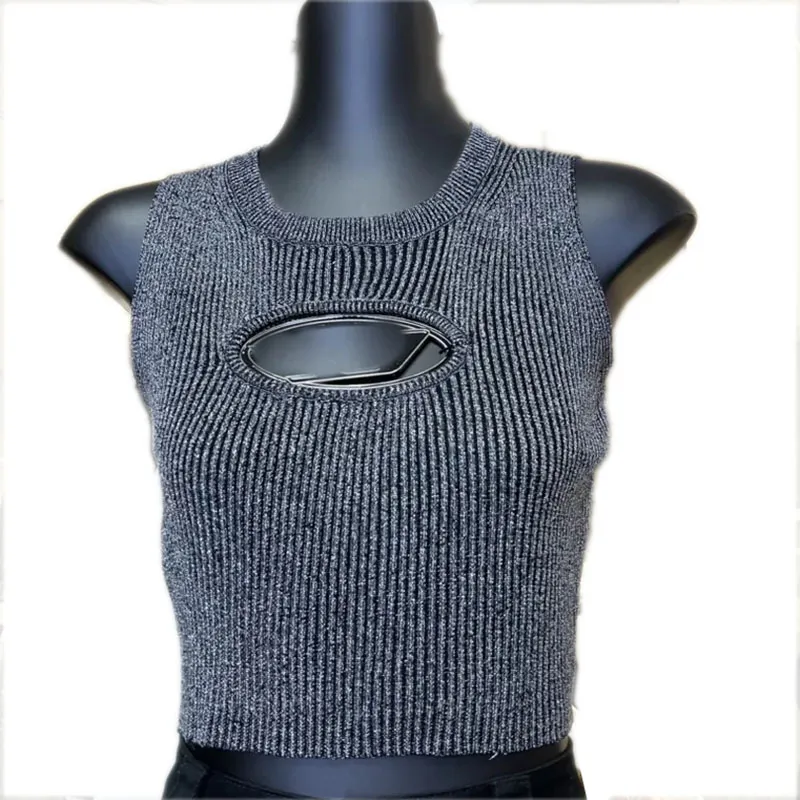 Luxury Women Cropped Singlet designer T Shirt Sexy Hollow Chest Design Sleeveless Knit Tanks INS Fashion Knitted Tank Tops Fashion Yong Lady Girl Vest